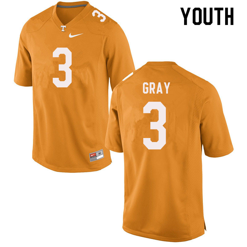 Youth #3 Eric Gray Tennessee Volunteers College Football Jerseys Sale-Orange